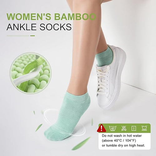 Thin Ankle Socks for Women, 5 Pairs Bamboo Rayon Low Cut Breathable Seamless Lightweight Pastal Colors Soft Socks