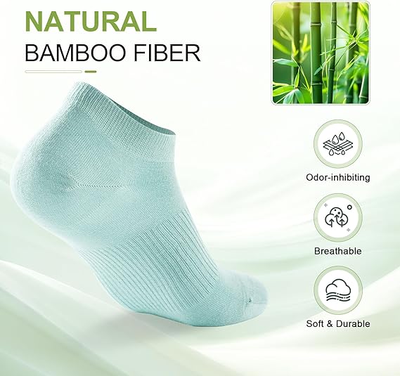 Thin Ankle Socks for Women, 5 Pairs Bamboo Rayon Low Cut Breathable Seamless Lightweight Pastal Colors Soft Socks