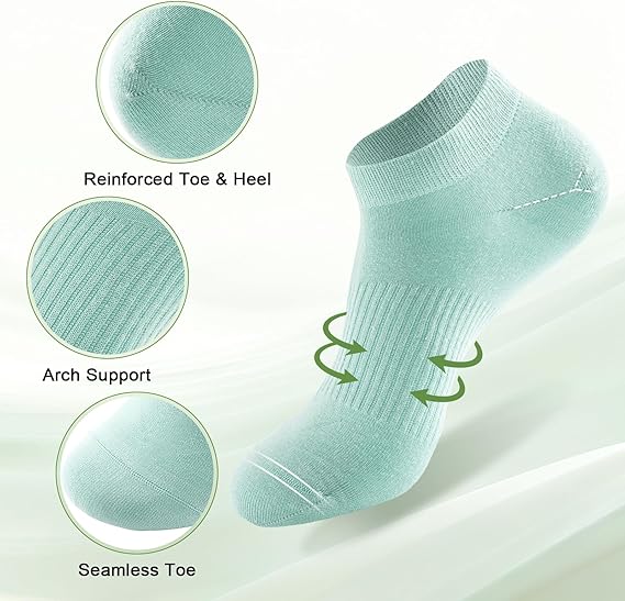 Thin Ankle Socks for Women, 5 Pairs Bamboo Rayon Low Cut Breathable Seamless Lightweight Pastal Colors Soft Socks